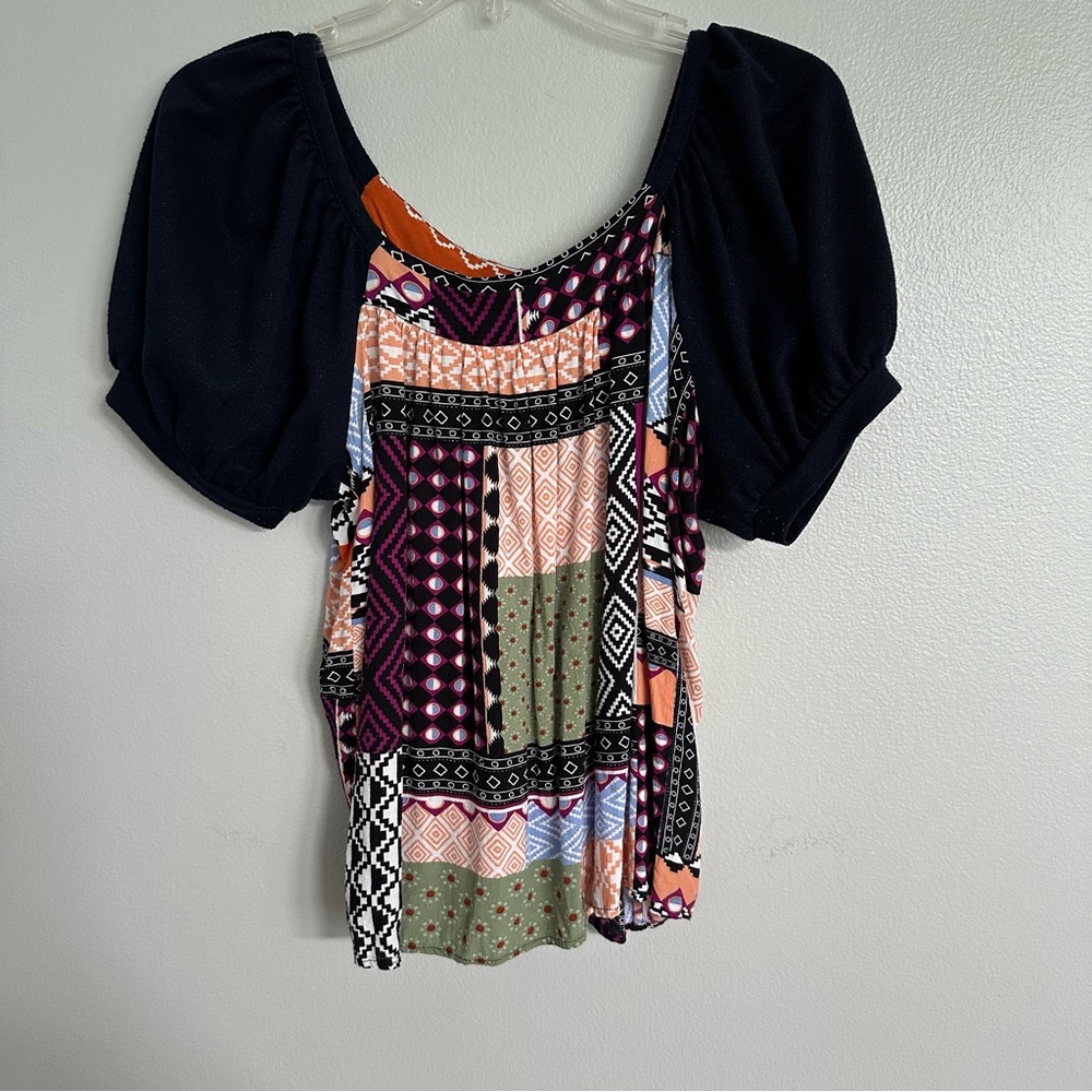 Anthropologie Maeve Catiana Patchwork Puff-Sleeve Blouse small - Picture 2 of 10
